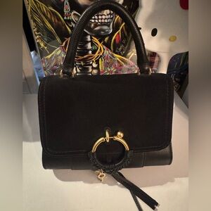 See By Chloé Black Leather Ring Tassel Mini Bag